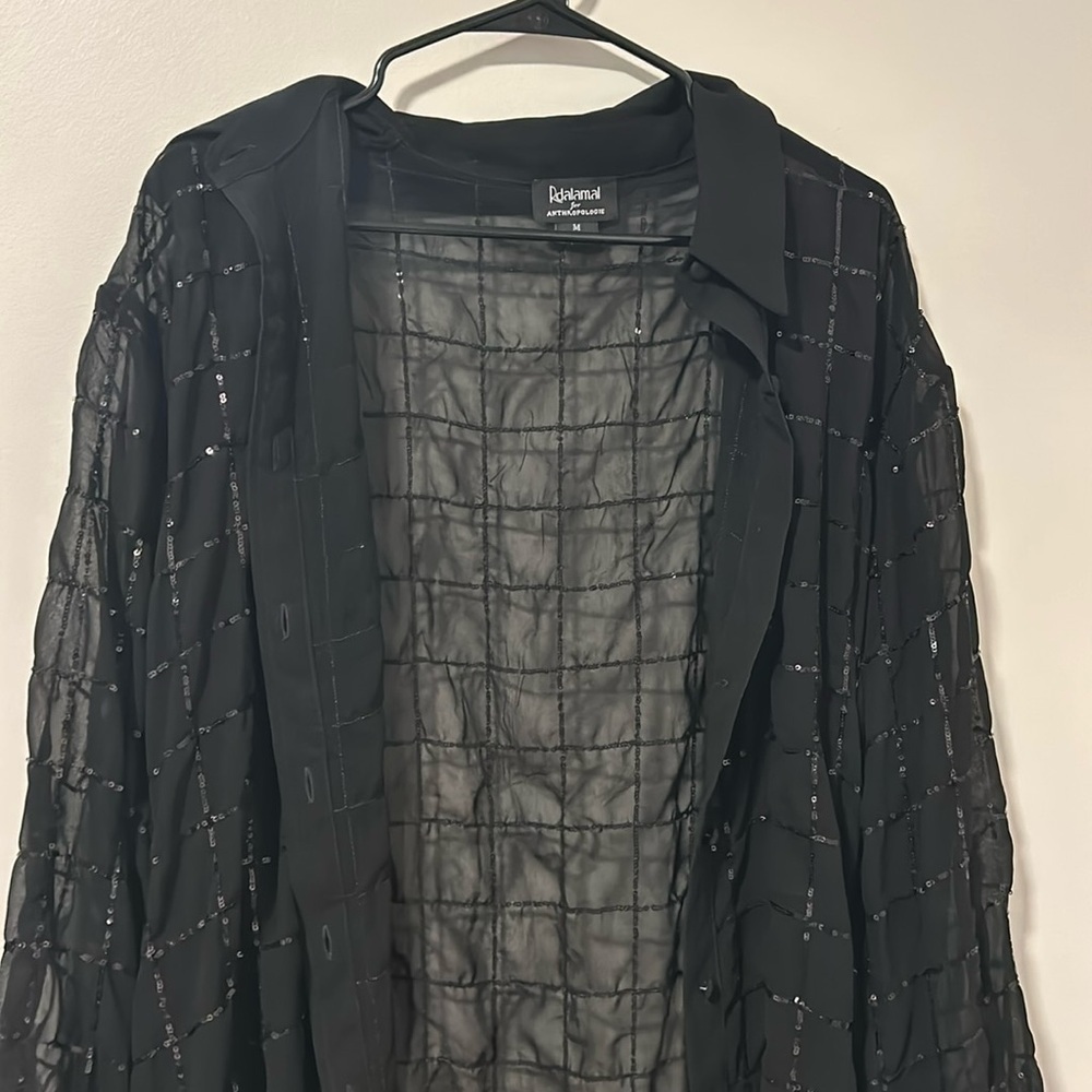 Anthropologie Rinku Dalamal Sequin Shirt Dress Size M Medium